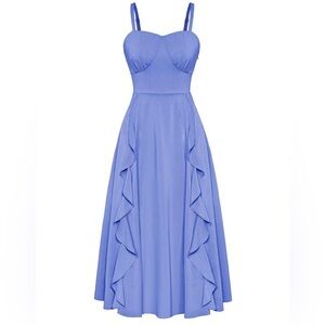 Brand New Blue Sleeveless Ruffle / Bodycon Cocktail Dress – Size Small